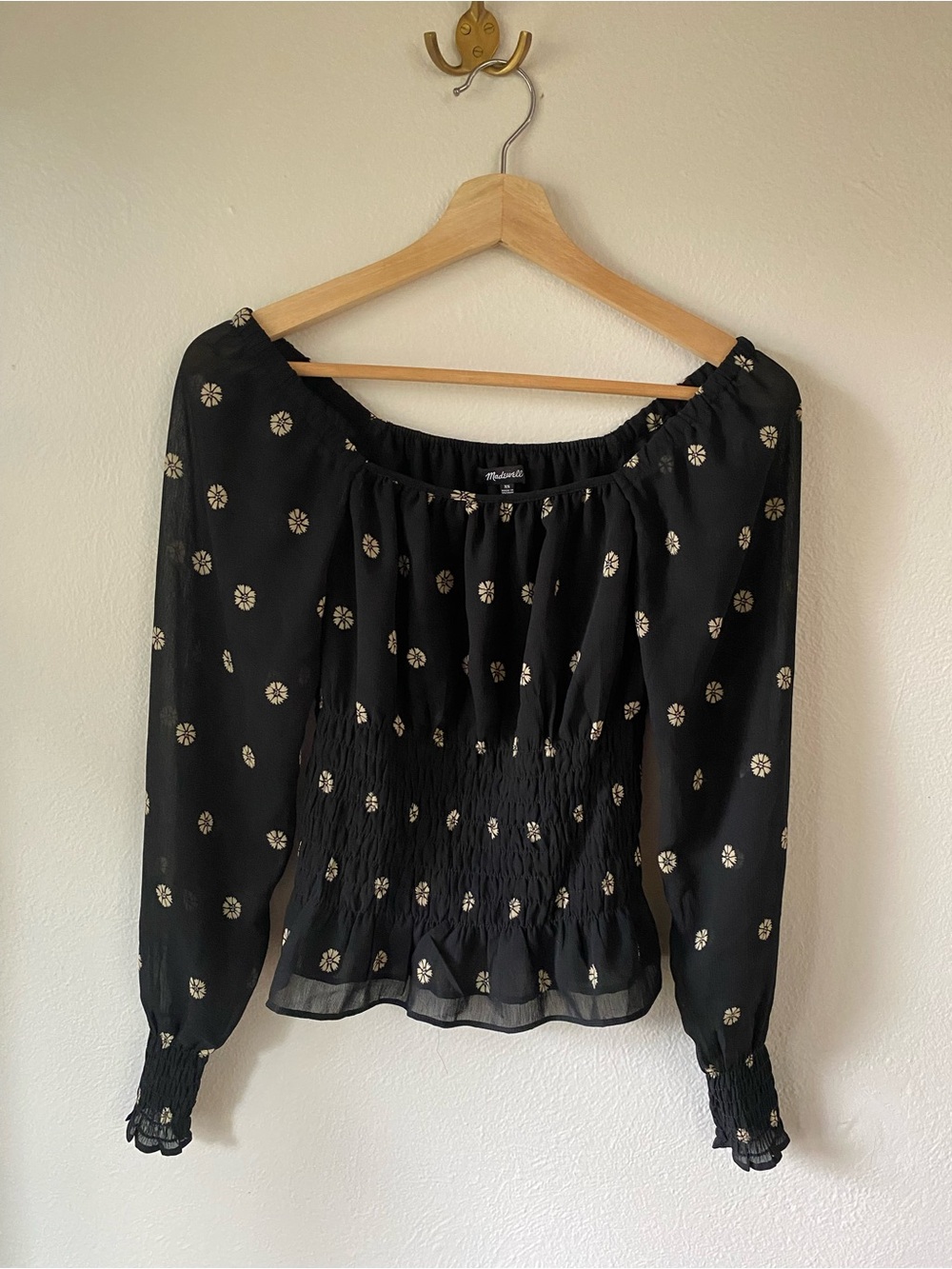 Madewell Black Floral blouse